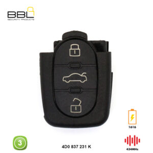 BBL Remote Audi Shape 3 Button REMC-AUDI-02B