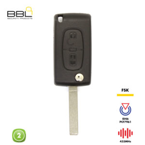 BBL Remote Citroen Shape 2 Button REMC-CIT-07B