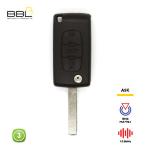 BBL Remote Citroen Shape 3 Button REMC-CIT-09A