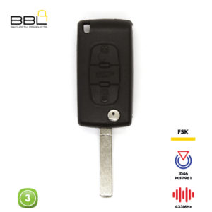 BBL Remote Citroen Shape 3 Button REMC-CIT-09B