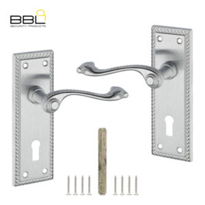 LOCK WORX 6″ SN Georgian Scroll Keyhole Mild Steel Handle LWIM-1109SN-1