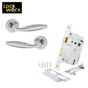 LOCK WORX Elegant Handle on Rose Mortice Lockset LWL-ELE-3LSN