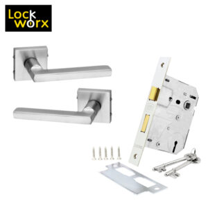 LOCK WORX Jade Handle on Rose Mortice Lockset LWL-JAD-3LSN
