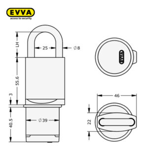 EVVA 30mm Shackle Nickel AirKey Padlock EAHAHM24SN30NI