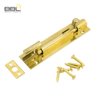 BBL Barrel Bolt Necked 100mm Brass Door Fitting BBF-BBN100SB-1