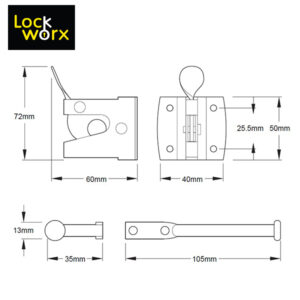 LOCK WORX Auto Gate Latch Zinc Door Fitting LWFGL-1