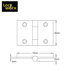 LOCK WORX Butt Hinge 50mm Steel Door Fitting LWFH50CH-1