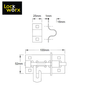 LOCK WORX Padbolt 100mm Zinc Door Fitting LWFPB100-1