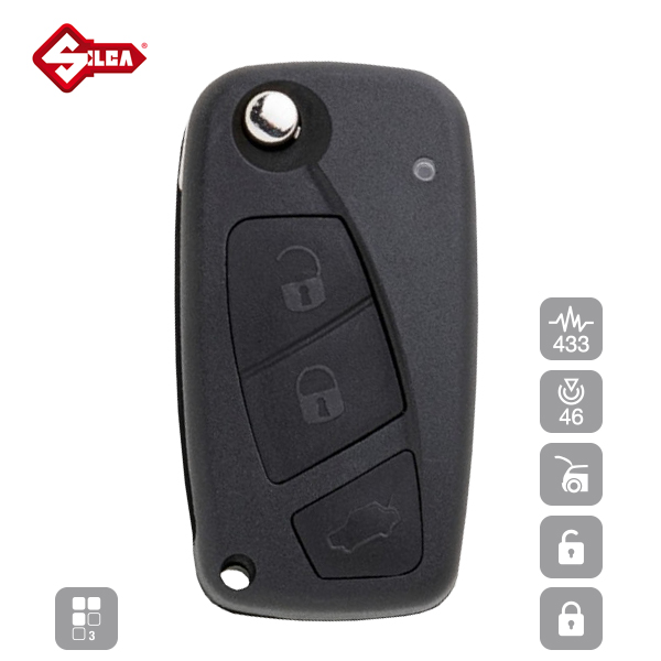 SILCA Proximity, Slot and Remote Vehicle Key 3 Button SIP22R33_A