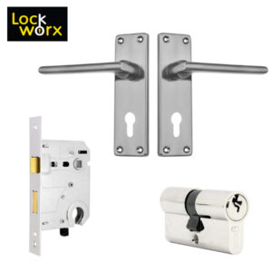 LOCK WORX 6″ Shrike Handles CYL Mortice Lockset LWC-SHR-SN