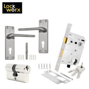 LOCK WORX 6″ Shrike Handles CYL Mortice Lockset LWC-SHR-SN