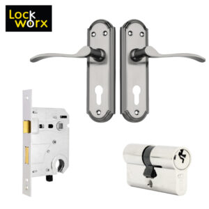 LOCK WORX 6″ Robin Handles CYL Mortice Lockset LWC-ROB-BN