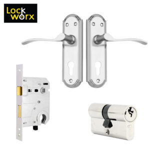 LOCK WORX 6″ Robin Handles CYL Mortice Lockset LWC-ROB-SN