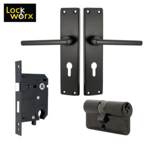 LOCK WORX 8″ Chrystal Handles CYL Mortice Lockset LWC-CRY-BL
