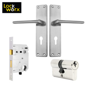 LOCK WORX 8″ Chrystal Handles CYL Mortice Lockset LWC-CRY-SN