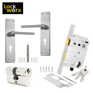 LOCK WORX 8″ Chrystal Handles CYL Mortice Lockset LWC-CRY-SN
