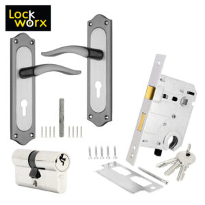 LOCK WORX 8″ Marble Handles CYL Mortice Lockset LWC-MAR-BL
