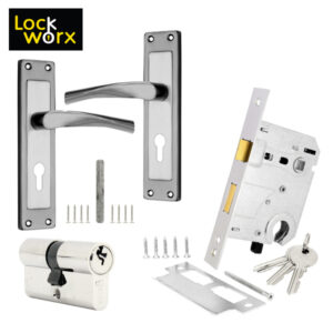 LOCK WORX 8″ Shale Handles CYL Mortice Lockset LWC-SHL-BL