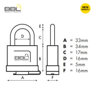 BBL 30mm Weatherproof SS Shackle Padlock BBP930ATL-4