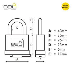 BBL 40mm Weatherproof SS Shackle Padlock BBP940ATL-1