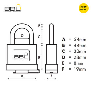 BBL 50mm Weatherproof SS Shackle Padlock BBP950ATL-2